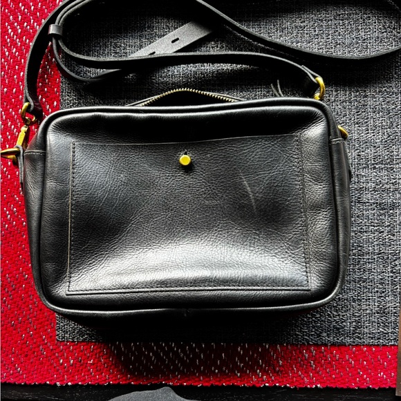 Madewell Handbags - Madewell Black Crossbody Bag with Gold Accents